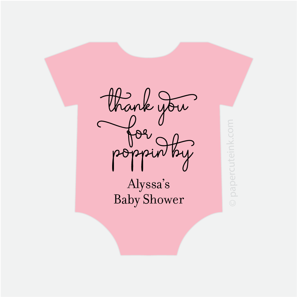 baby shower thank you for popping by baby shower stickers for popcorn favors in blush