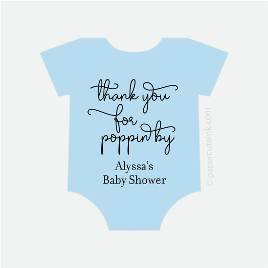 baby shower thank you for popping by baby shower stickers for popcorn favors in ice blue