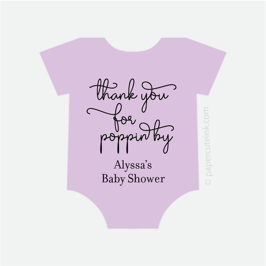 baby shower thank you for popping by baby shower stickers for popcorn favors in lavender