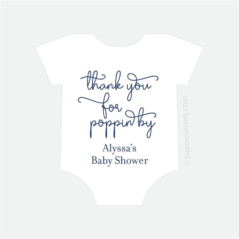 baby shower thank you for popping by baby shower stickers for popcorn favors in white navy