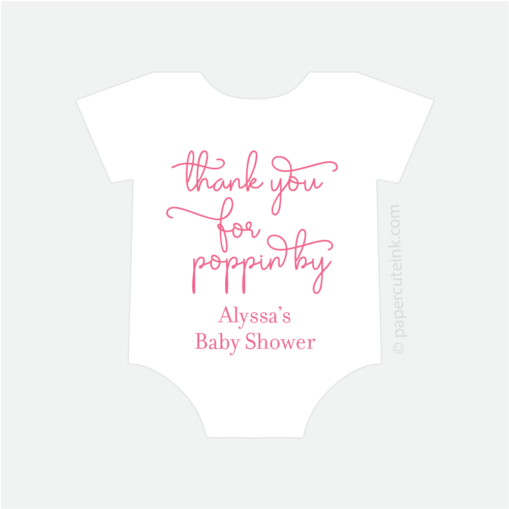 baby shower thank you for popping by stickers for popcorn favors in white pink