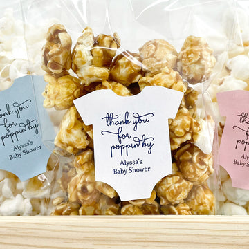 baby shower stickers labels thanks for popping by popcorn favors