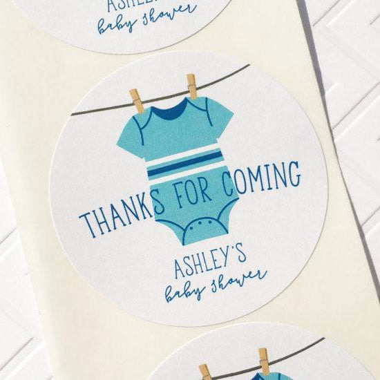 Clothesline Baby Shower Thank You Labels for Boy