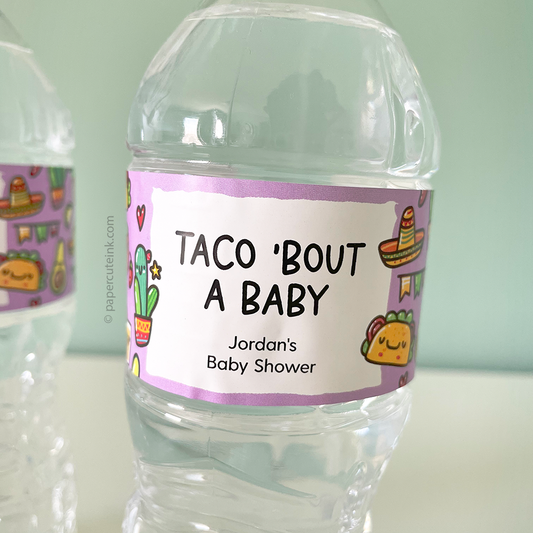 baby shower water bottle labels taco bout a baby