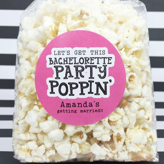 Bachelorette Party Popcorn Favors, Personalized Bachelorette Party Stickers