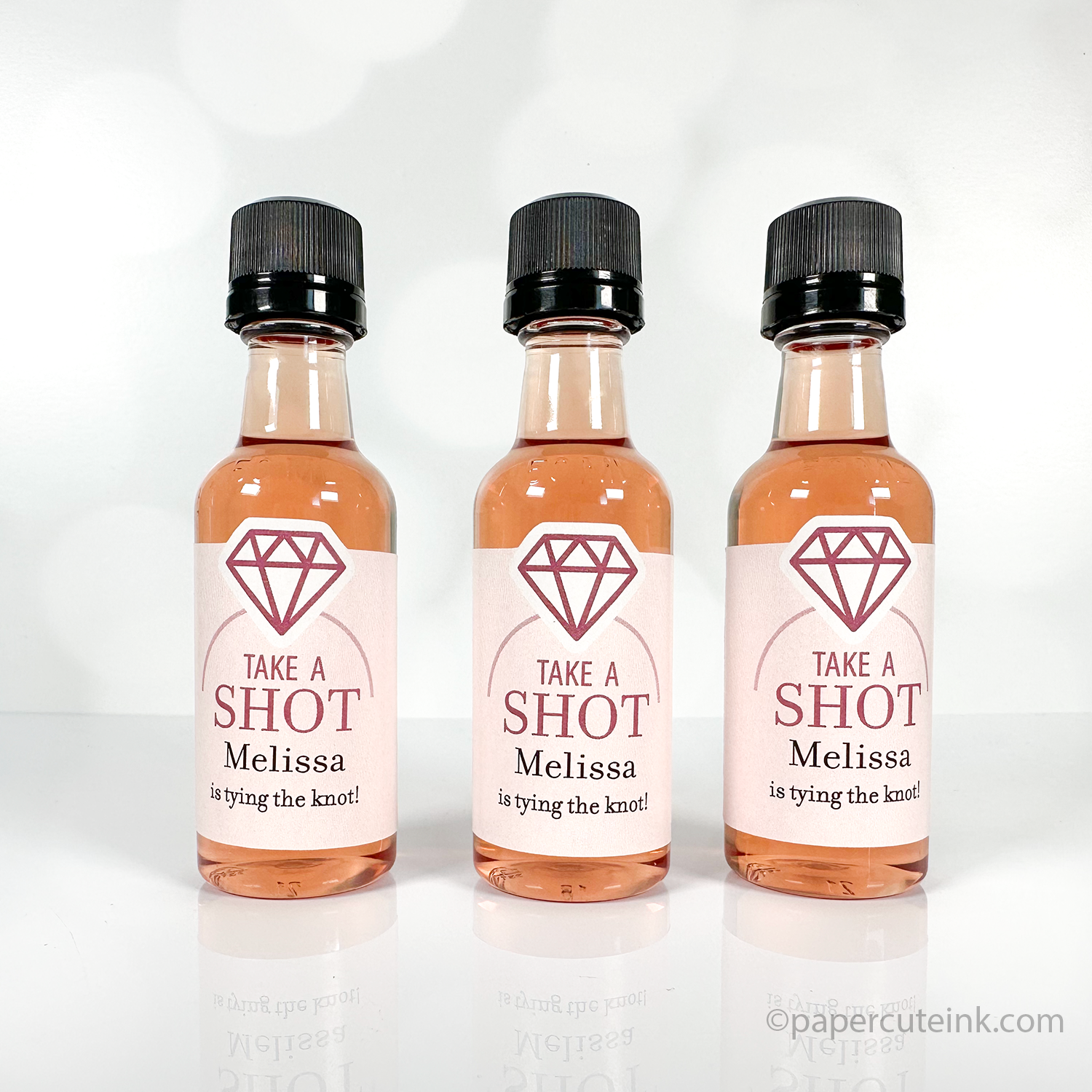 bachelorette party take a shot shes tying the know mini liquor bottle labels