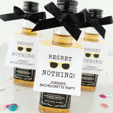 Regret Nothing Bachelorette Party Mini Bottle Tags