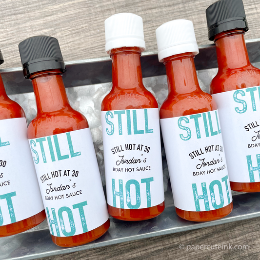 30th birthday party favors mini hot sauce bottles