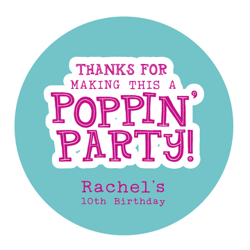 Birthday Party Thank You Favor Labels for Popcorn Favors