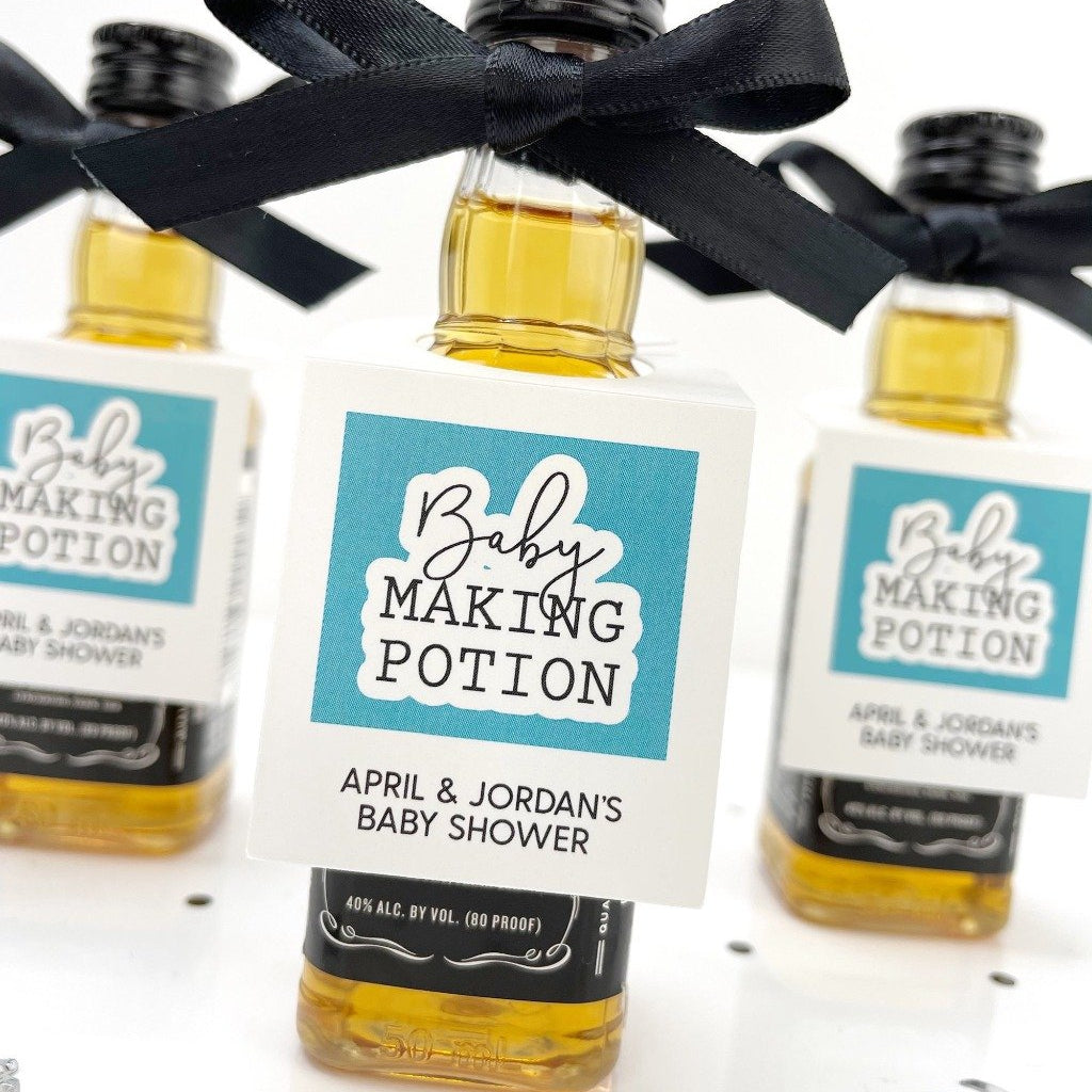 Baby shower mini alcohol favors for guests