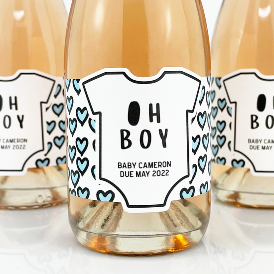 Boys Baby Shower Mini Champagne Labels-mini champagne labels-Paper Cute Ink