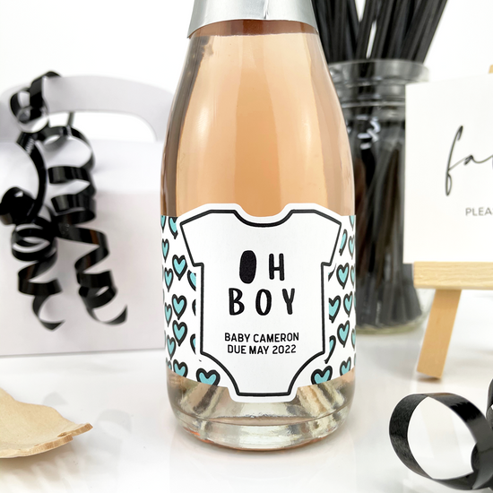 Boys Baby Shower Mini Champagne Labels-mini champagne labels-Paper Cute Ink