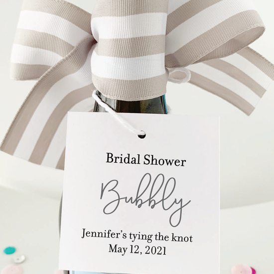 bridal shower bubbly tying the knot favor tags
