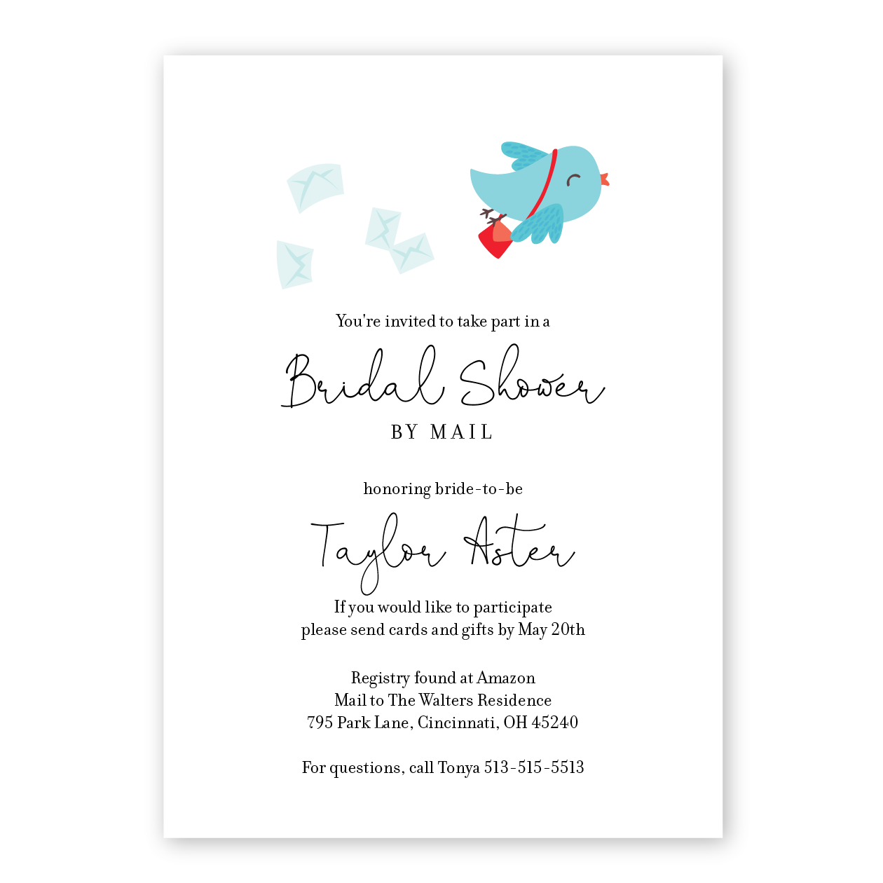 bridal shower by mail, virtual shower