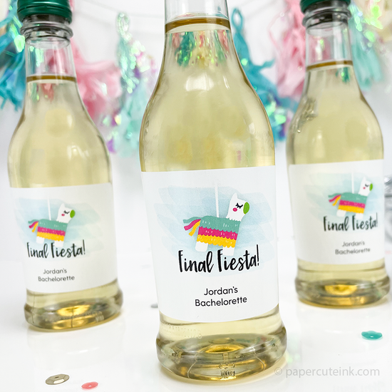final fiesta mini wine bottle labels stickers for bridal shower favors