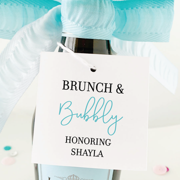 brunch and bubble square champagne favor tags