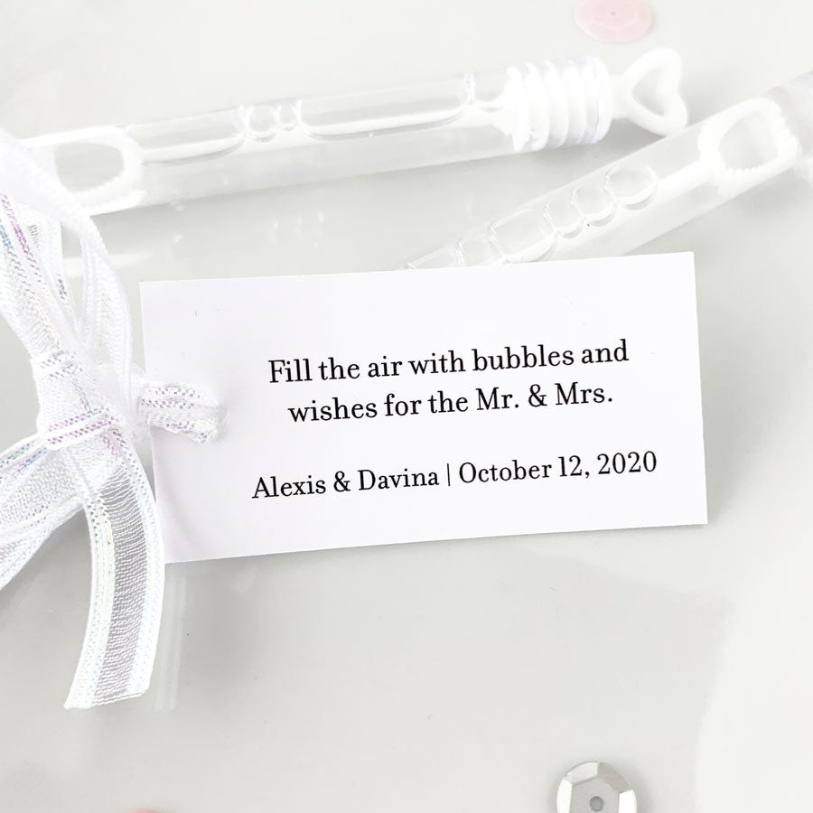 fill the air with bubbles and wishes for the mr and mrs bubble wand tags