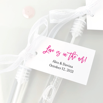 love is in the air bubble wand tags