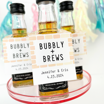 bubbly and brews mini bottle tags on 50ml mini liquor bottles