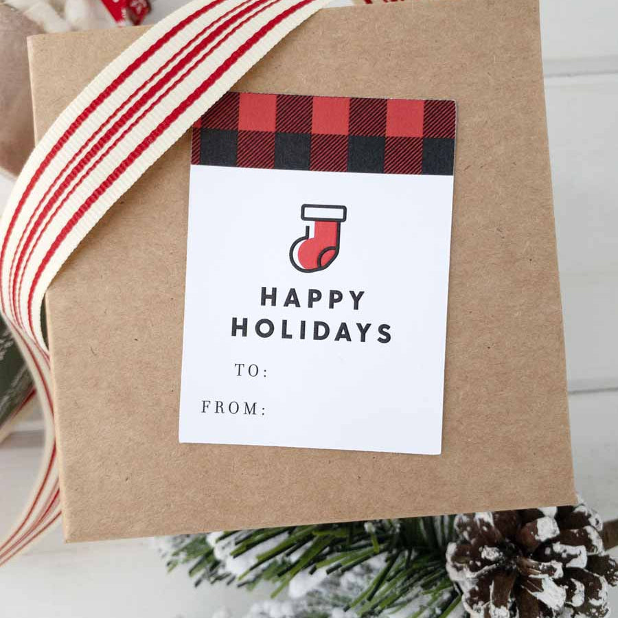 Buffalo Check Holiday Gift Wrapping Stickers – Paper Cute Ink