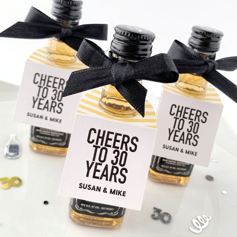 Cheers to 30 Years Wedding Anniversary Party Favor Tags-mini bottle tags-Paper Cute Ink
