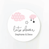 clouds and stars baby shower sticker