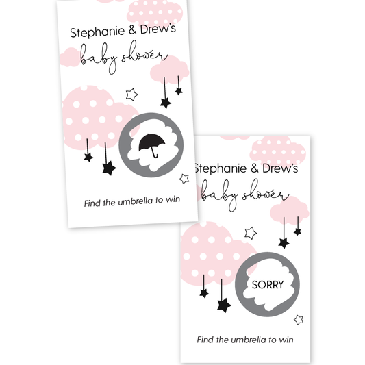 Clouds and Stars Baby Shower Scratch Off Game