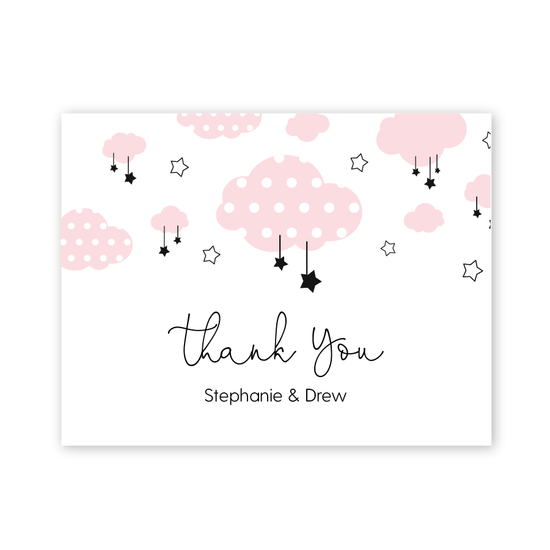 clouds and stars baby shower thank you cards