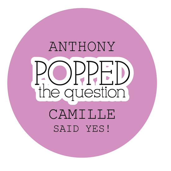 He Popped The Question Popcorn Favor Labels-round labels-Paper Cute Ink