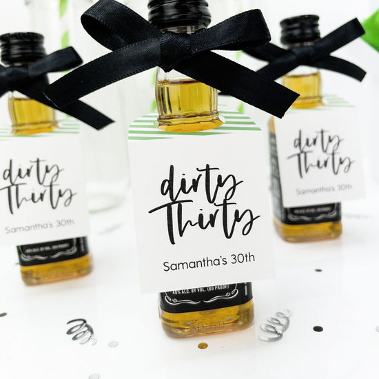 Dirty Thirty 30th Birthday Favors Mini Bottle Tags-mini bottle tags-Paper Cute Ink