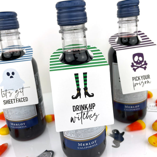 halloween drink up witches mini wine tags