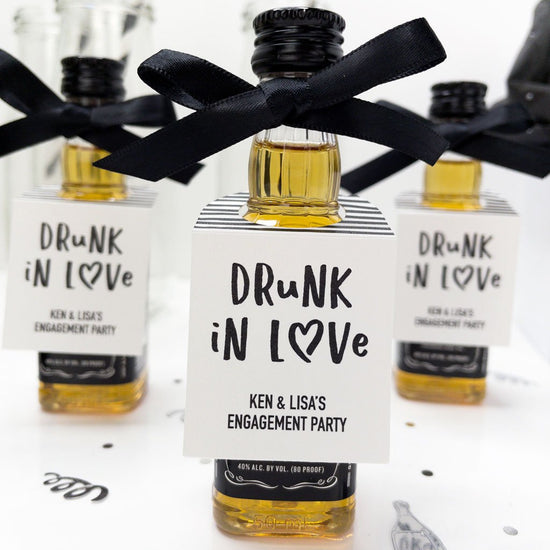 Drunk In Love Engagement Party Favors-mini bottle tags-Paper Cute Ink