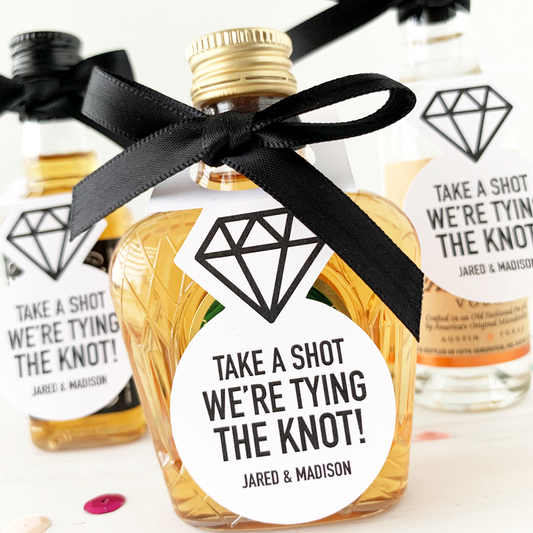 Take a Shot We're Tying The Knot Ring Favor Tags