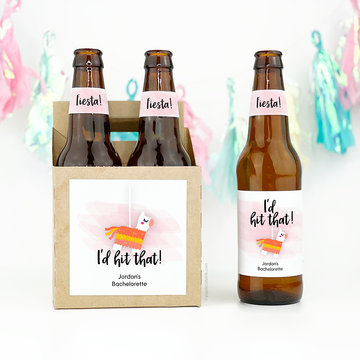 bridal shower beer bottle labels and 4pk carrier