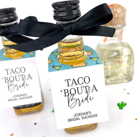 fiesta-bridal shower favor tags taco bout a bride mini bottle tags