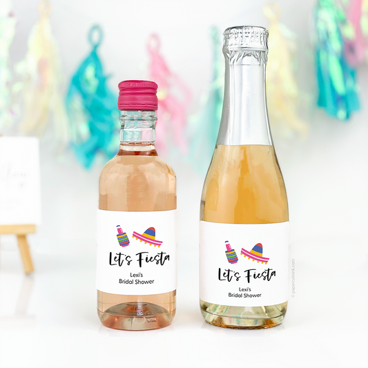 Let's Fiesta Bridal Shower Mini Wine and Champagne Bottle Labels