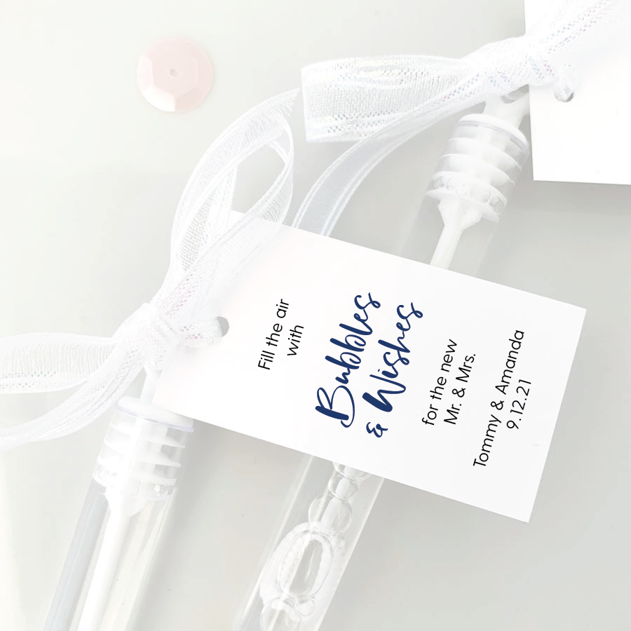 fill the air with bubbles wedding bubble wand favor tags