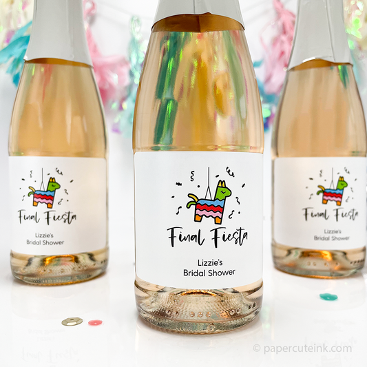 final fiesta mini champagne bottle stickers labels for bridal shower favors