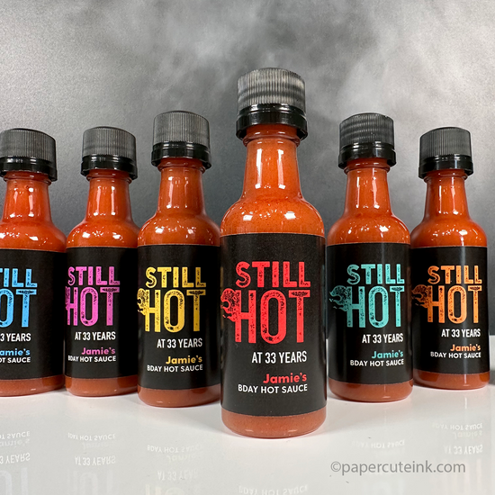 still hot birthday party favors, mini hot sauce bottles favors