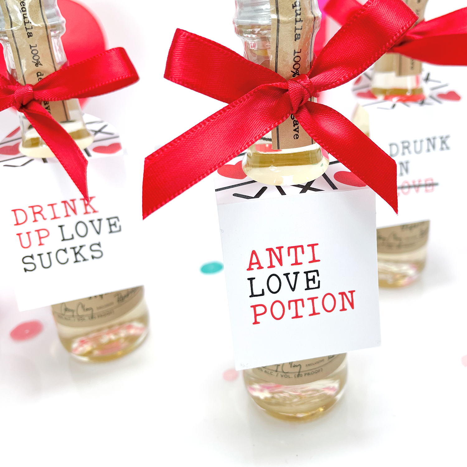 anti love potion fun valentine's day mini liquor bottle tags