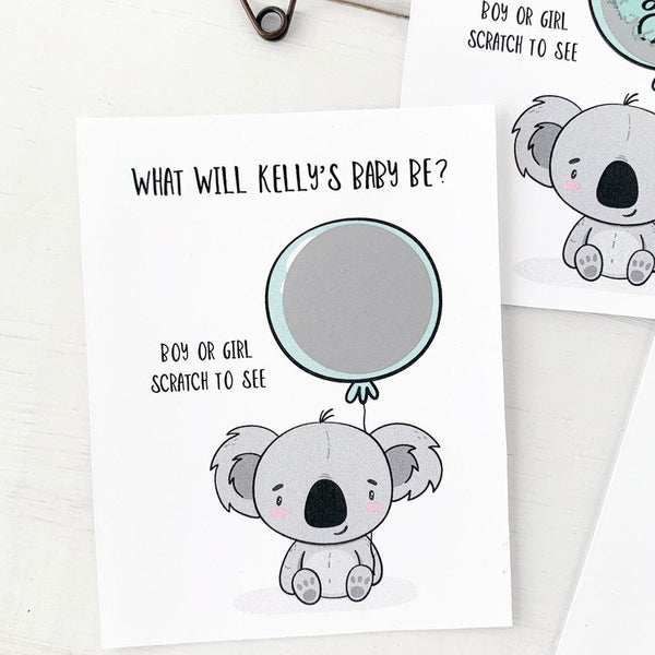 Baby Koala Gender Reveal Scratch Off – Paper Cute Ink