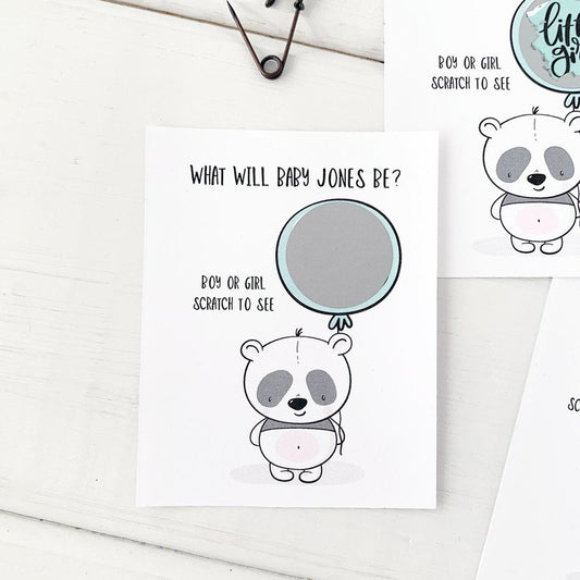 Baby Panda Gender Reveal Scratch Off-scratch off cards-Paper Cute Ink