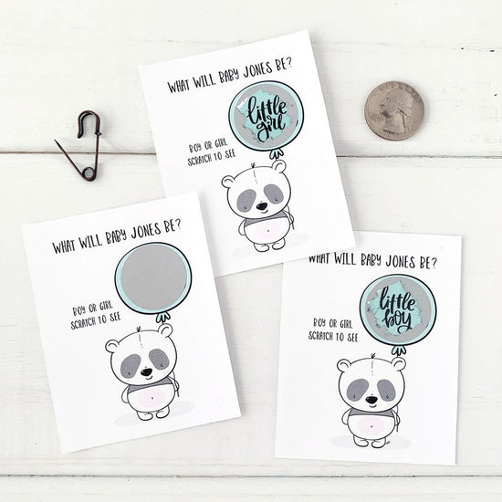 Baby Panda Gender Reveal Scratch Off-scratch off cards-Paper Cute Ink