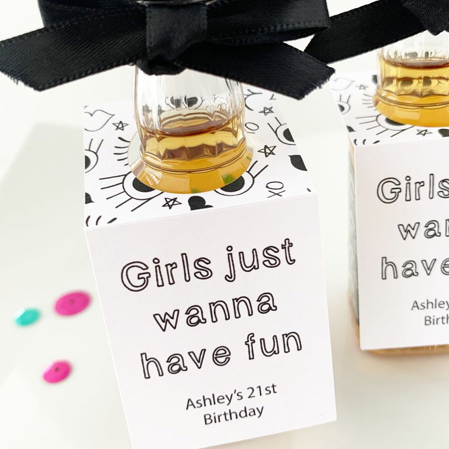 Girls Just Wanna Have Fun Mini Liquor Bottle Tags