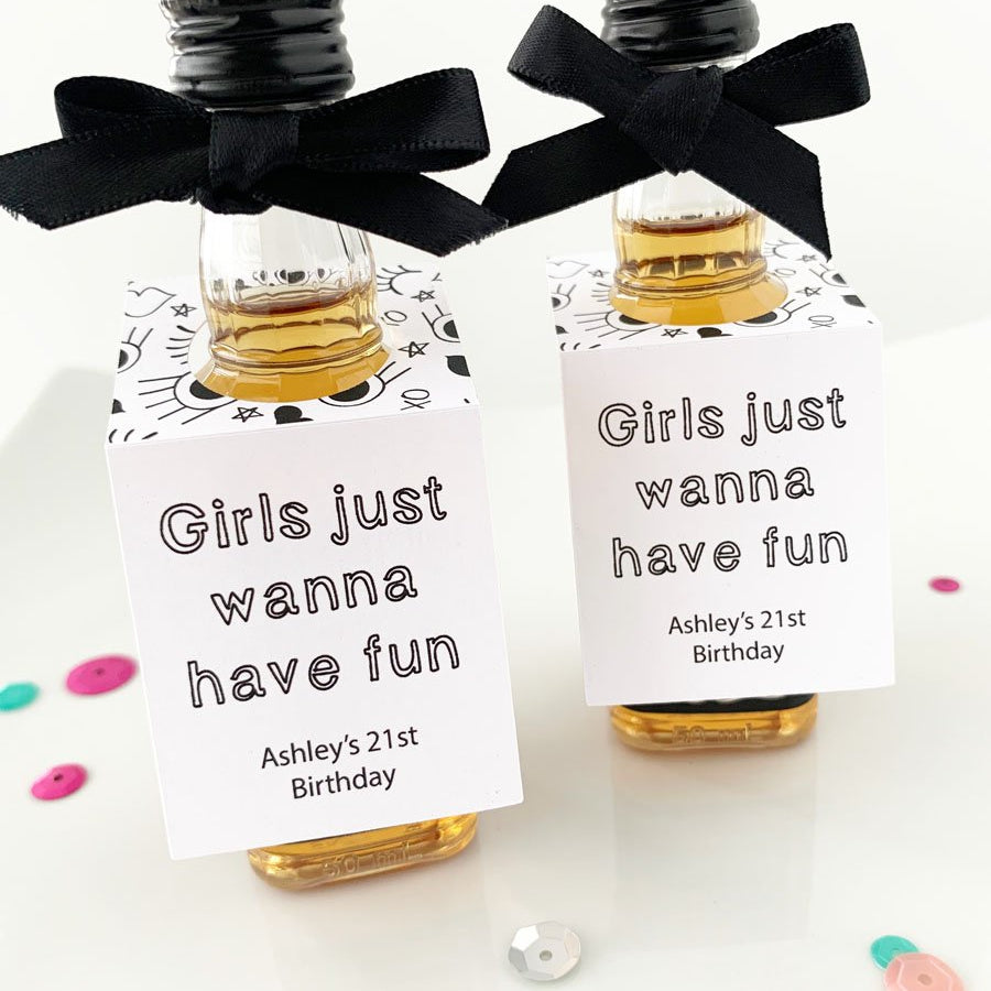 Girls Just Wanna Have Fun Mini Liquor Bottle Tags