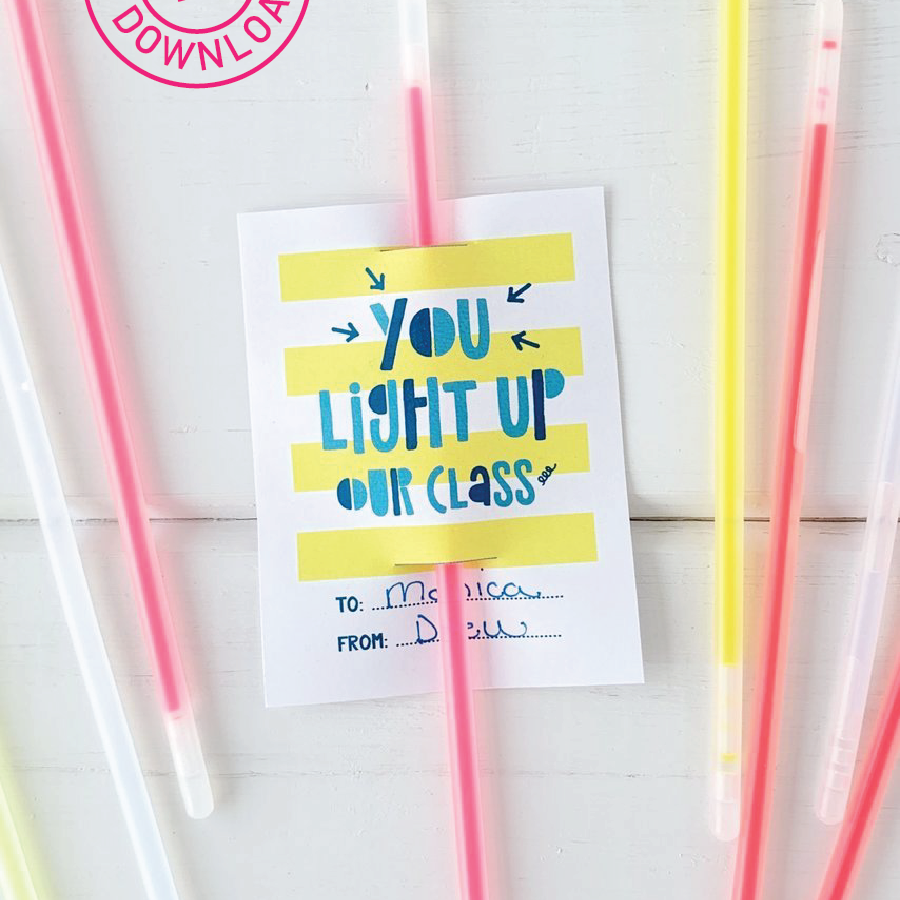 Glow Stick Valentine Cards for Classmates