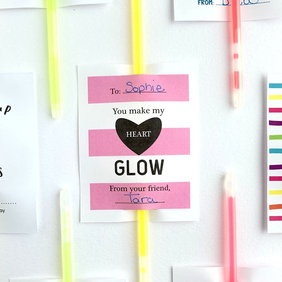 Glow Stick Valentine Printable-instant download-Paper Cute Ink