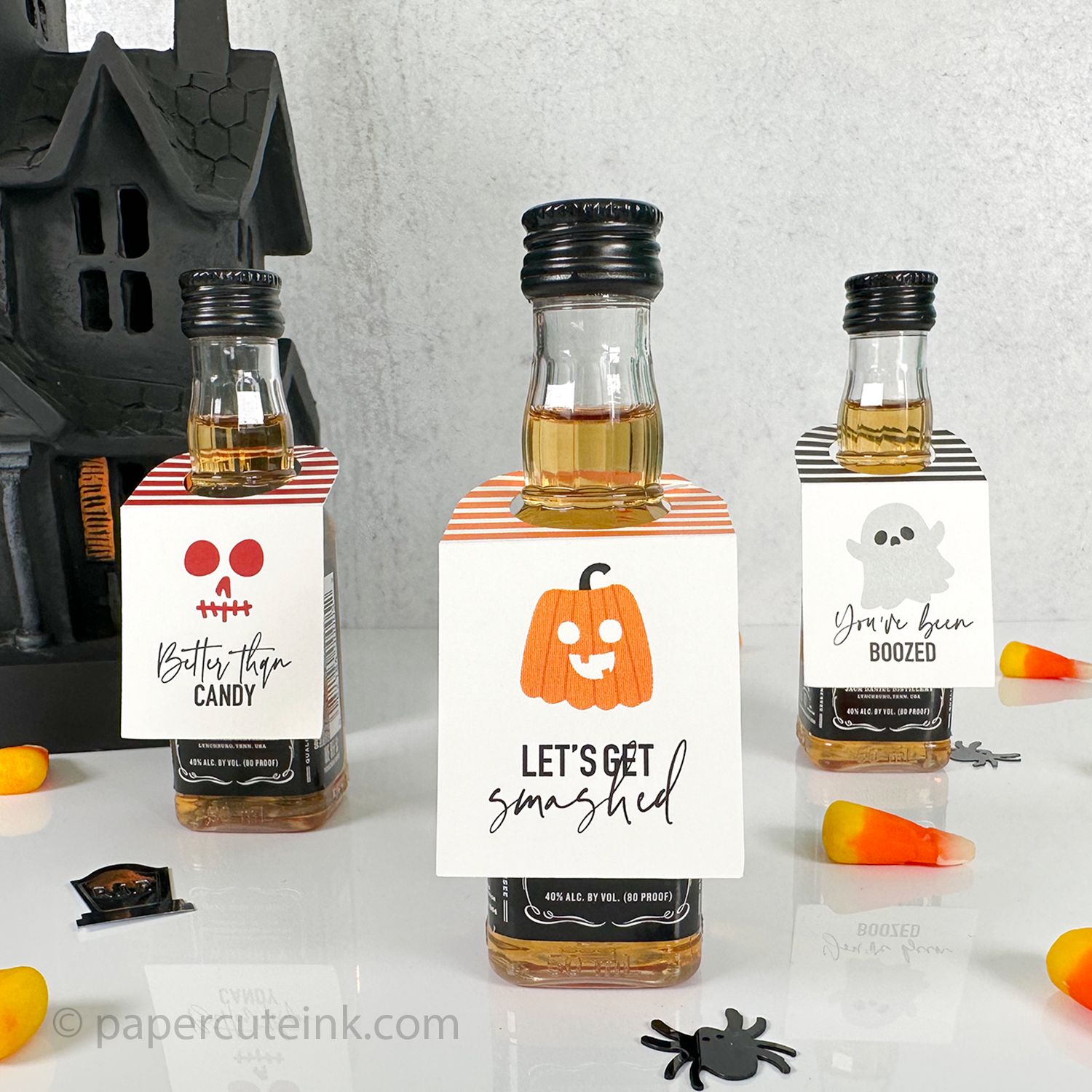 halloween party favors mini liquor bottle tags