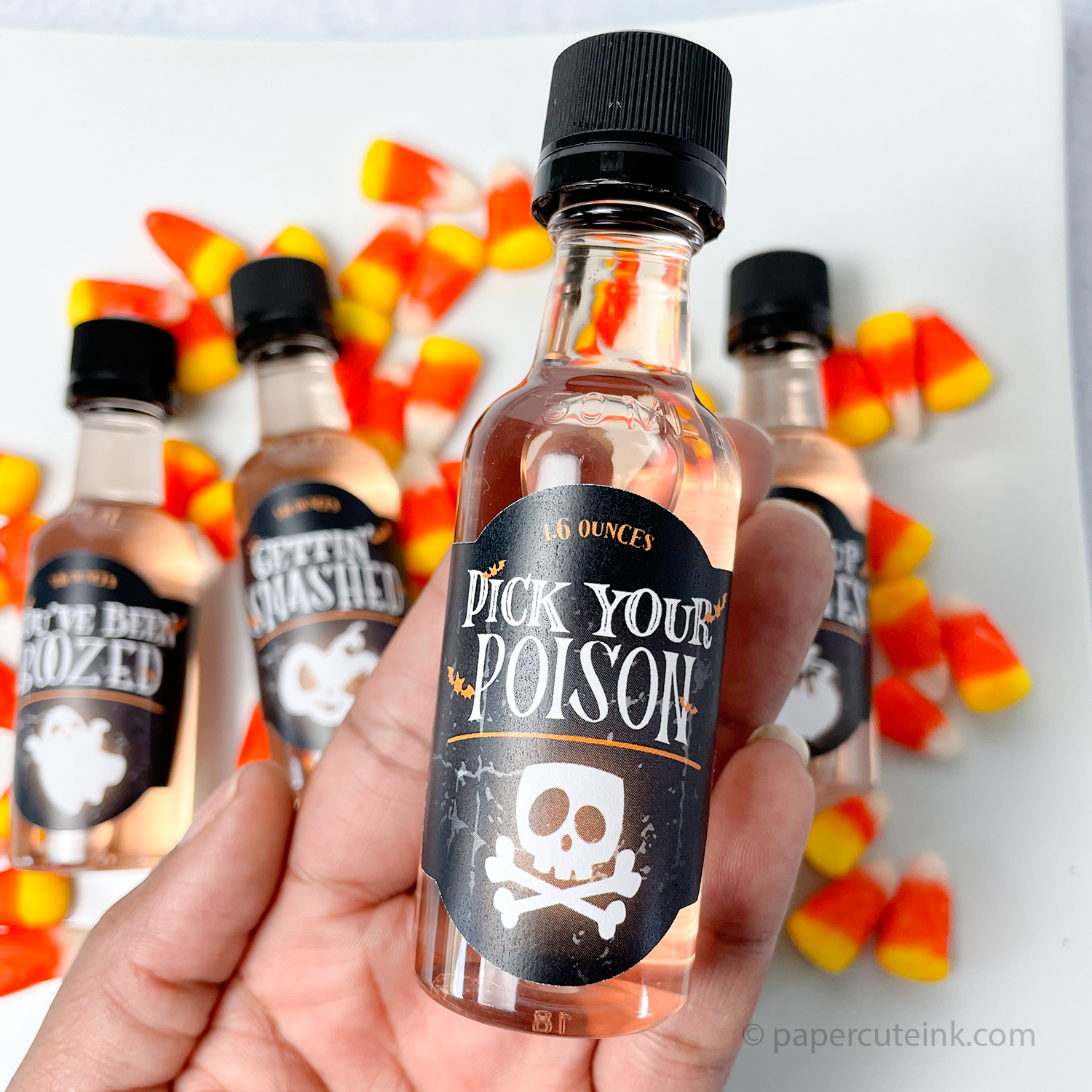 halloween pick your poison shot glass bottle