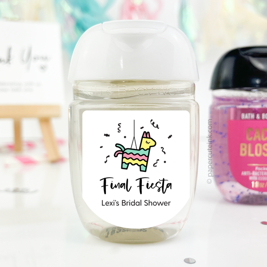 fun fiesta sanitizer labels for bridal shower favors